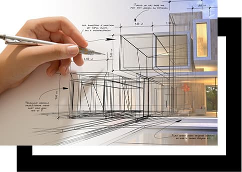 Profissional da construção civil analisando projeto